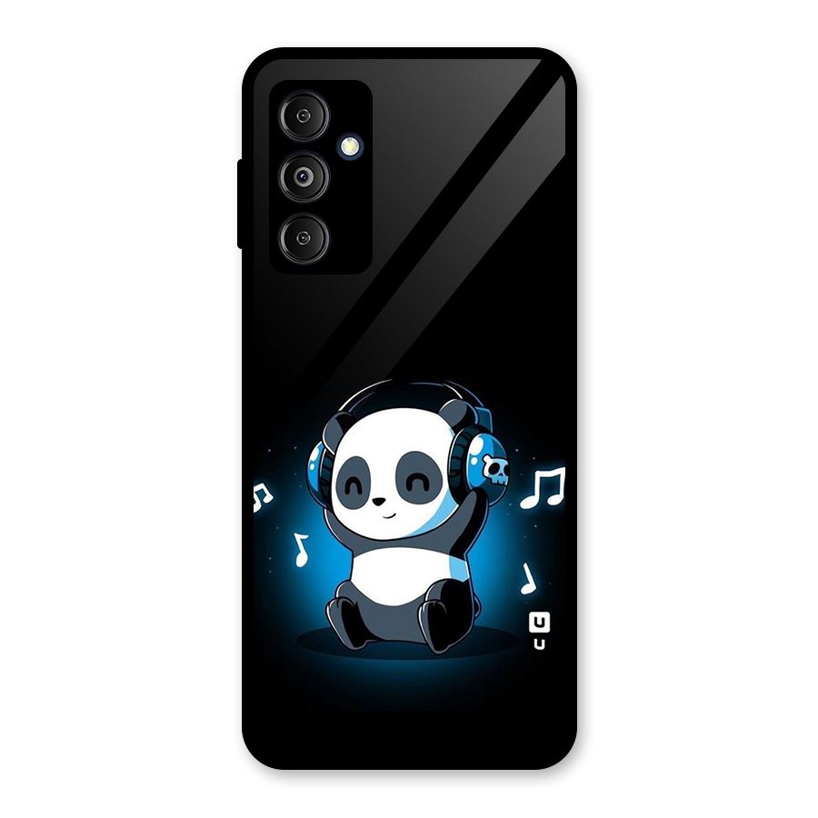 Adorable Panda Enjoying Music Glass Back Case for Galaxy M14 5G