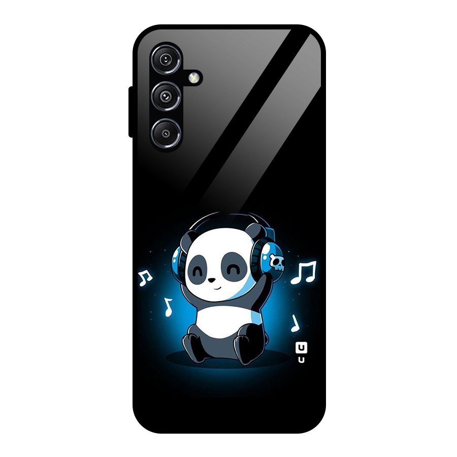 Adorable Panda Enjoying Music Glass Back Case for Galaxy M34 5G