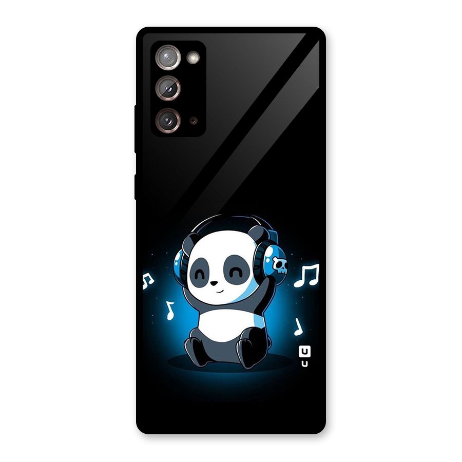 Adorable Panda Enjoying Music Glass Back Case for Galaxy Note 20