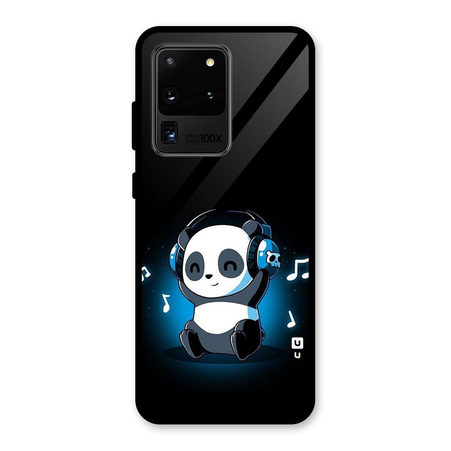 Adorable Panda Enjoying Music Glass Back Case for Galaxy S20 Ultra