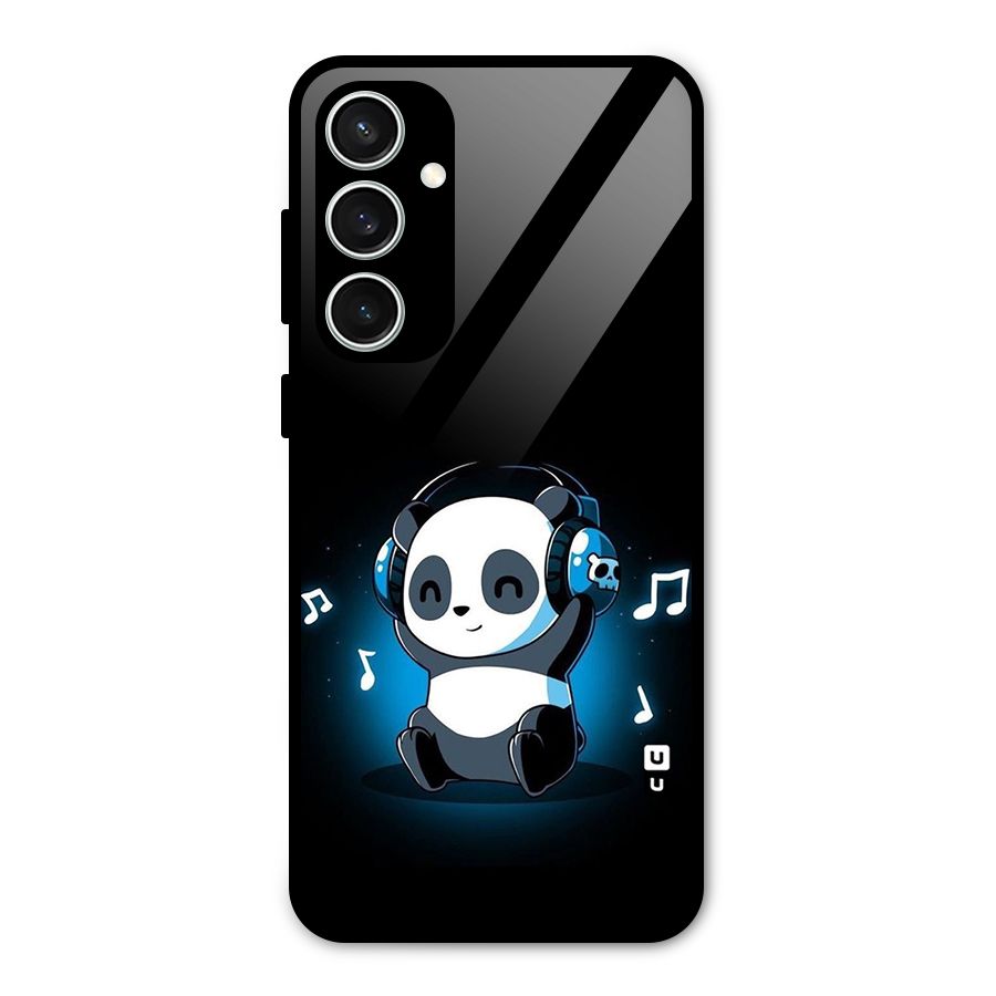 Adorable Panda Enjoying Music Glass Back Case for Galaxy S23 FE