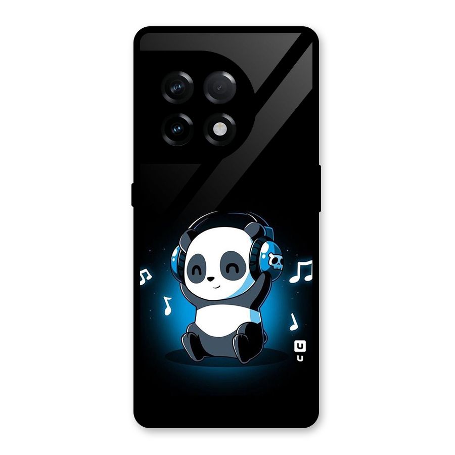 Adorable Panda Enjoying Music Glass Back Case for OnePlus 11R