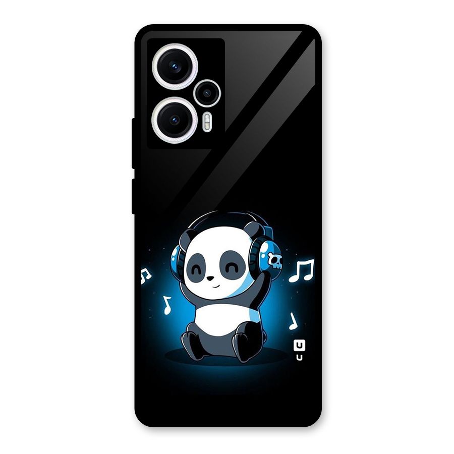 Adorable Panda Enjoying Music Glass Back Case for Poco F5