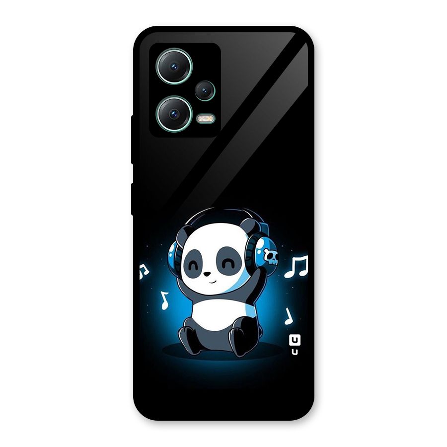 Adorable Panda Enjoying Music Glass Back Case for Poco X5