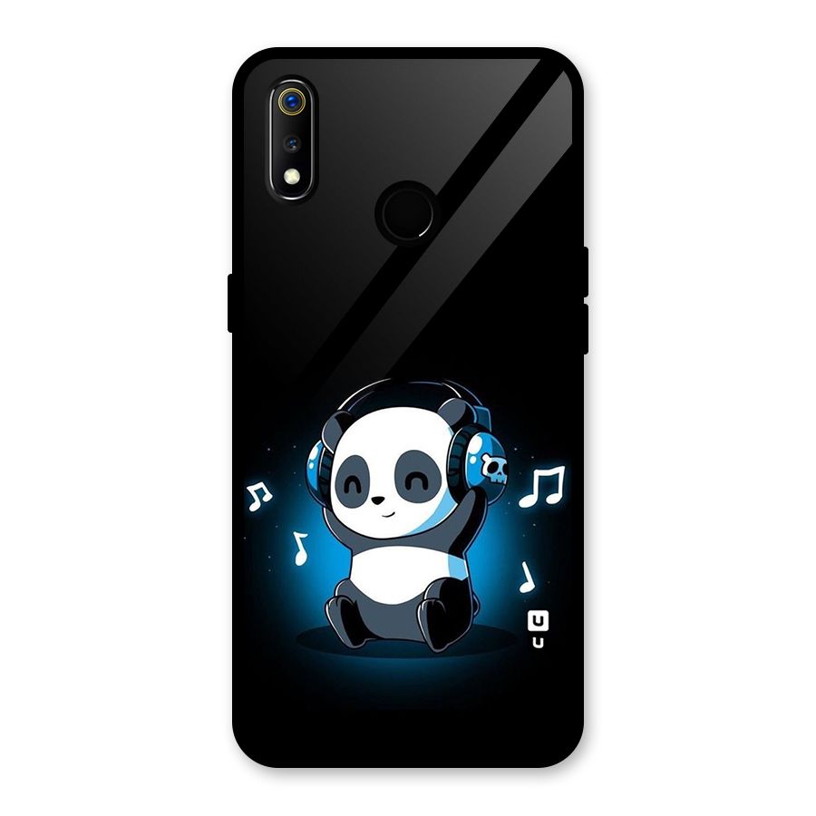 Adorable Panda Enjoying Music Glass Back Case for Realme 3i