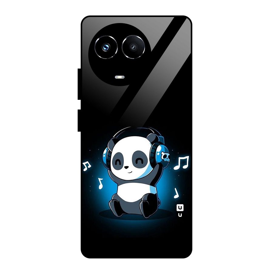 Adorable Panda Enjoying Music Glass Back Case for Realme Narzo 60X