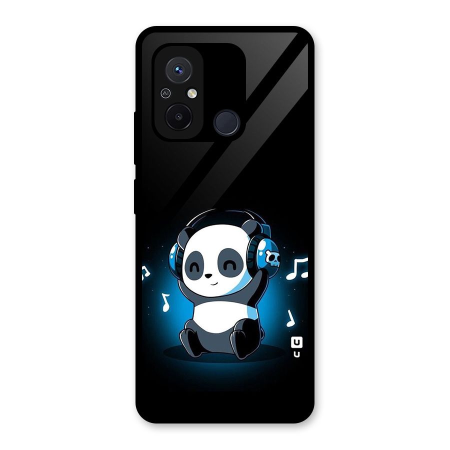 Adorable Panda Enjoying Music Glass Back Case for Redmi 12C