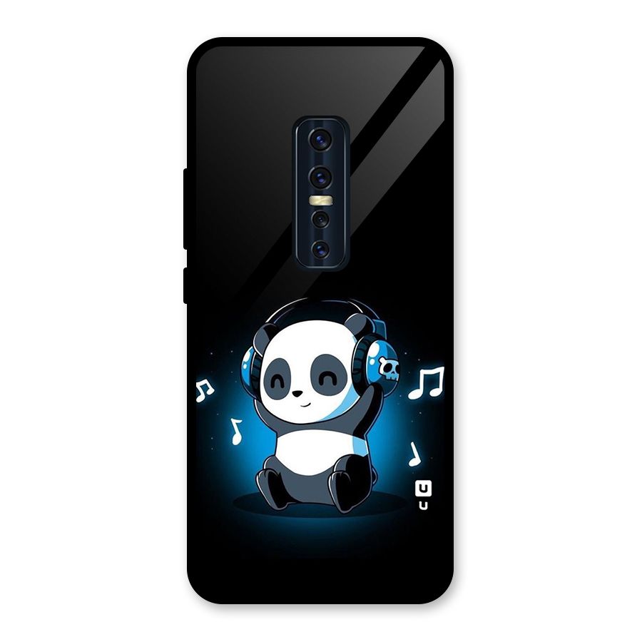 Adorable Panda Enjoying Music Glass Back Case for Vivo V17 Pro