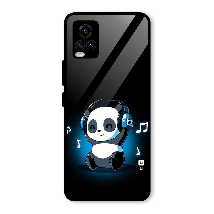 Adorable Panda Enjoying Music Glass Back Case for Vivo V20 2021
