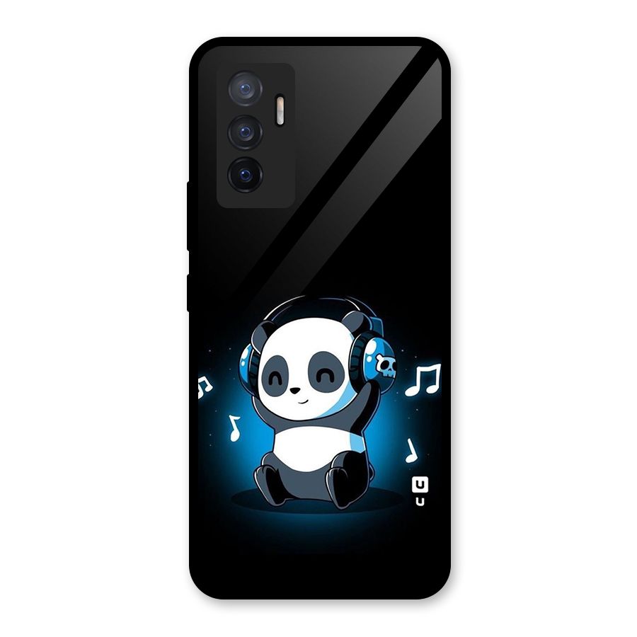 Adorable Panda Enjoying Music Glass Back Case for Vivo V23e