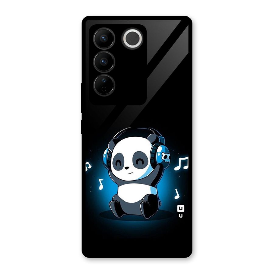 Adorable Panda Enjoying Music Glass Back Case for Vivo V27 Pro