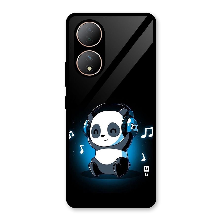 Adorable Panda Enjoying Music Glass Back Case for Vivo Y100