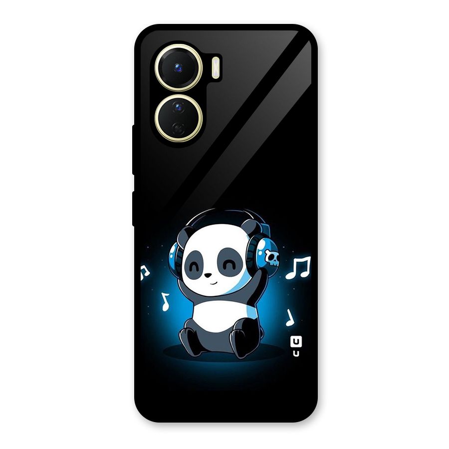 Adorable Panda Enjoying Music Glass Back Case for Vivo Y16