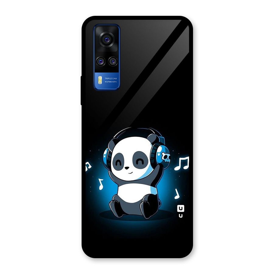 Adorable Panda Enjoying Music Glass Back Case for Vivo Y31