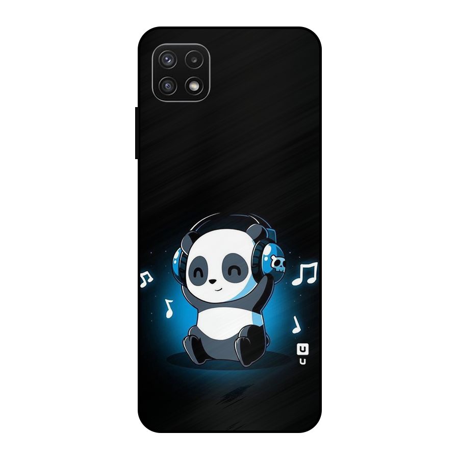 Adorable Panda Enjoying Music Metal Back Case for Galaxy A22 5G