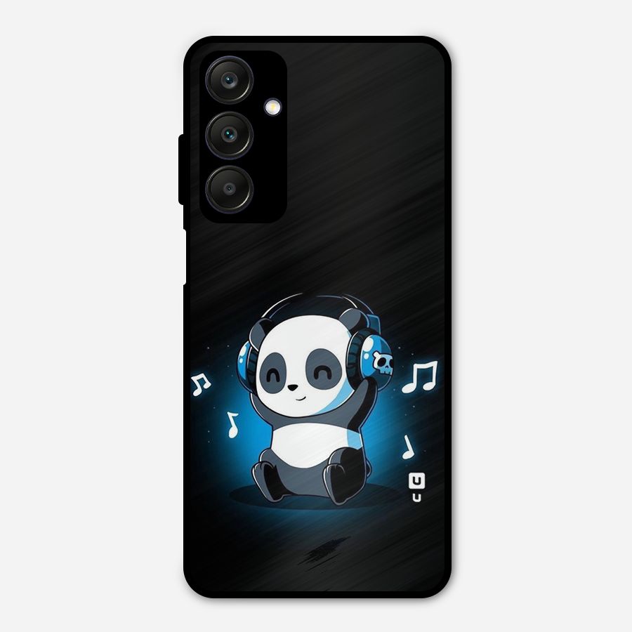 Adorable Panda Enjoying Music Metal Back Case for Galaxy A25 5G