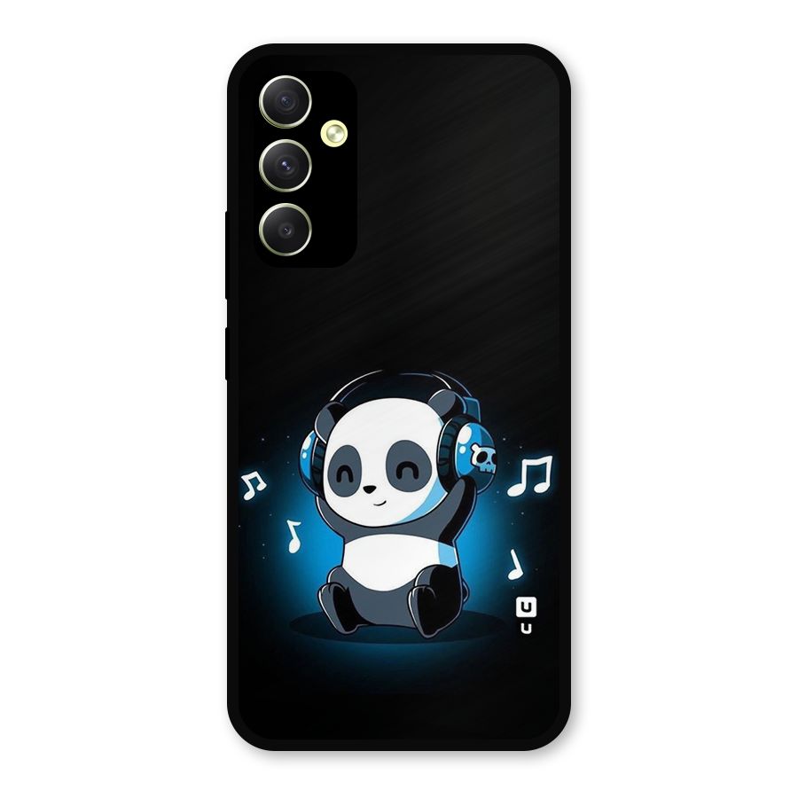 Adorable Panda Enjoying Music Metal Back Case for Galaxy A34