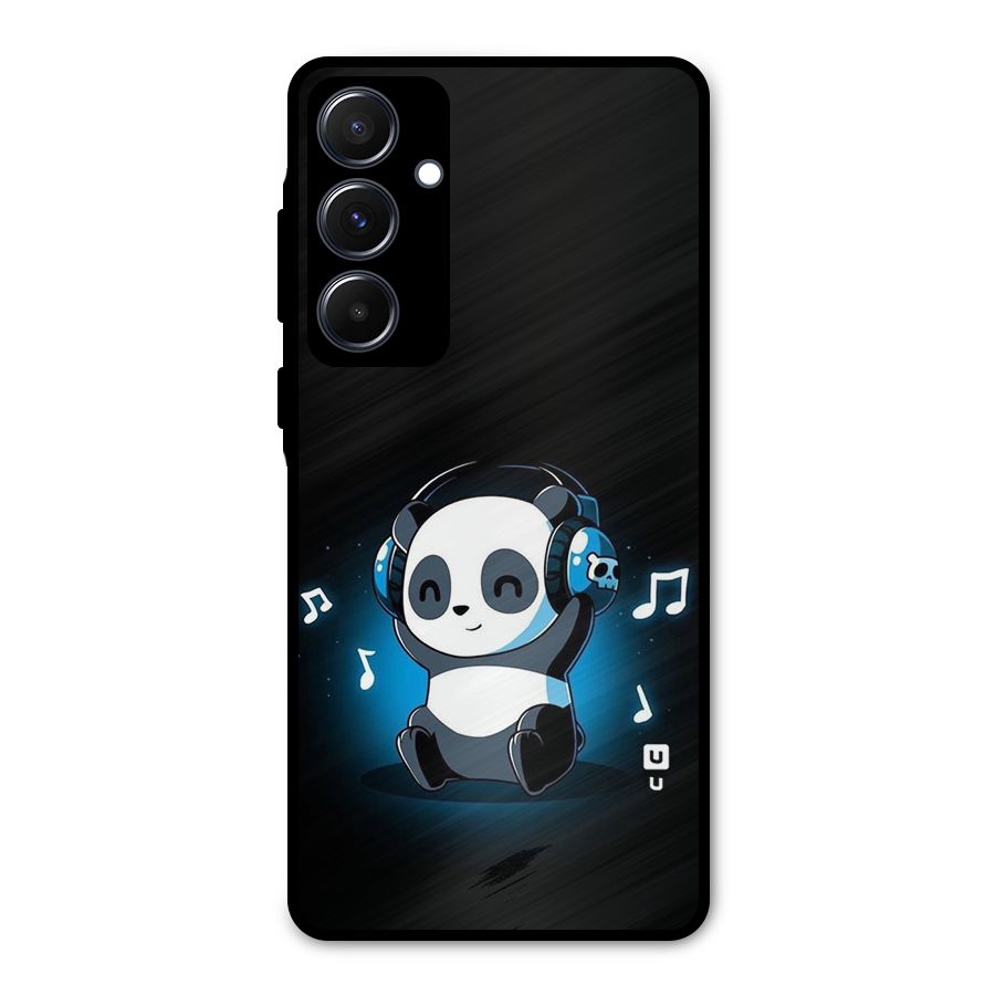 Adorable Panda Enjoying Music Metal Back Case for Galaxy A55