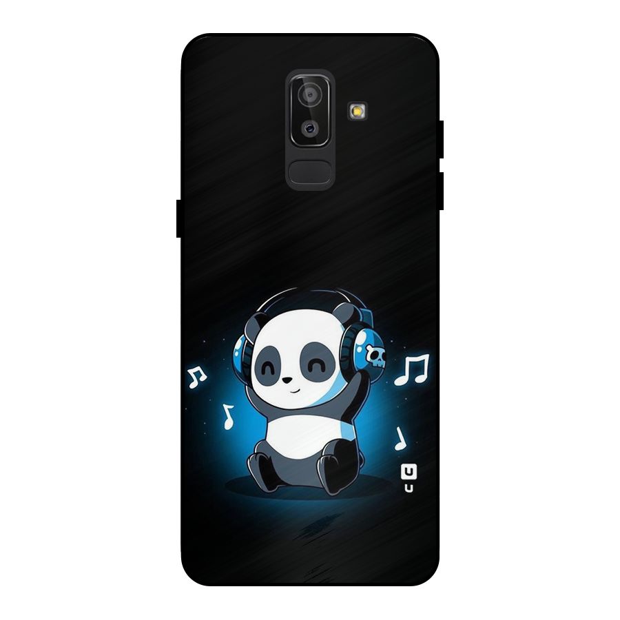 Adorable Panda Enjoying Music Metal Back Case for Galaxy J8