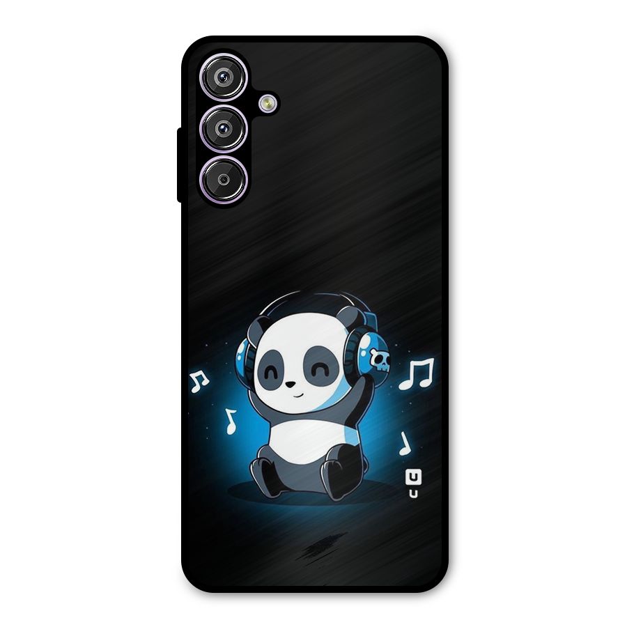 Adorable Panda Enjoying Music Metal Back Case for Galaxy M15