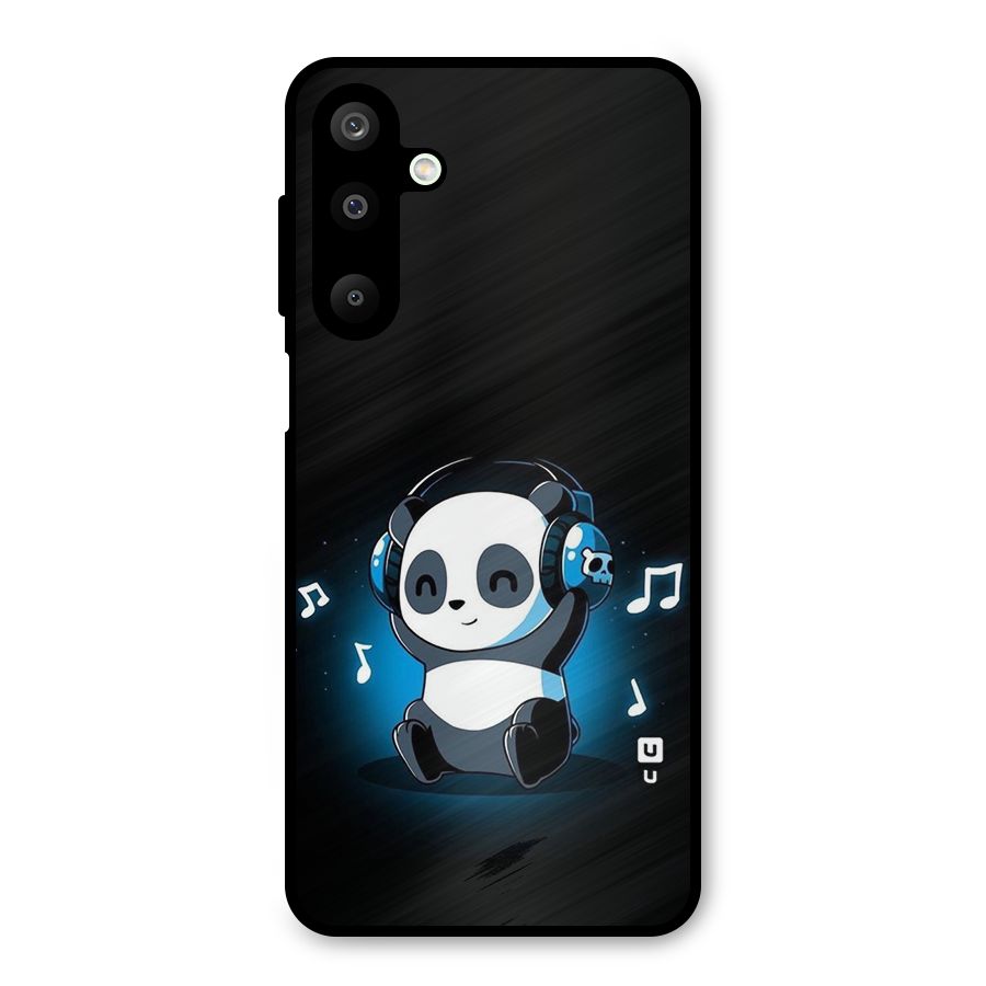 Adorable Panda Enjoying Music Metal Back Case for Galaxy M16