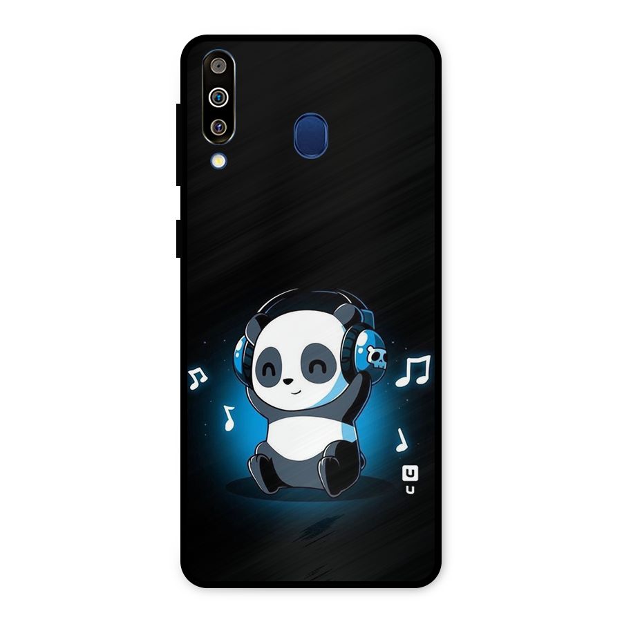 Adorable Panda Enjoying Music Metal Back Case for Galaxy M30
