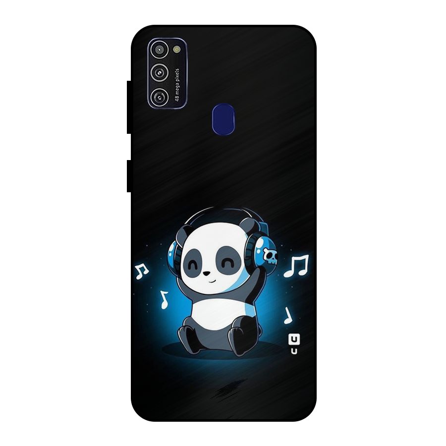 Adorable Panda Enjoying Music Metal Back Case for Galaxy M30s