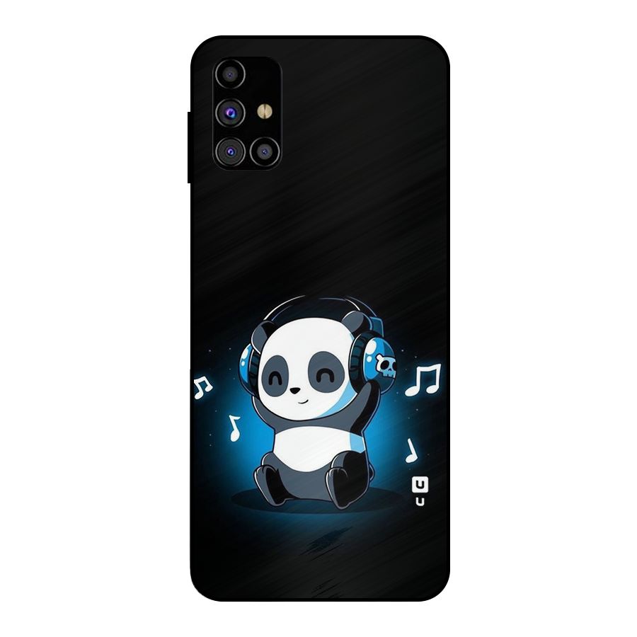 Adorable Panda Enjoying Music Metal Back Case for Galaxy M31s