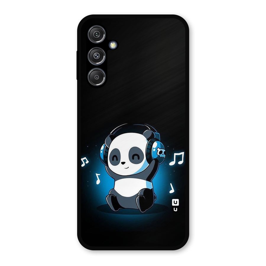 Adorable Panda Enjoying Music Metal Back Case for Galaxy M34 5G