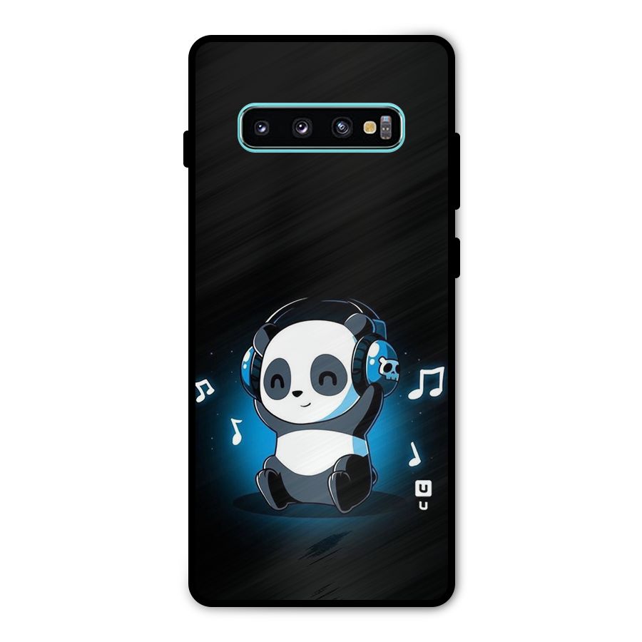 Adorable Panda Enjoying Music Metal Back Case for Galaxy S10 Plus