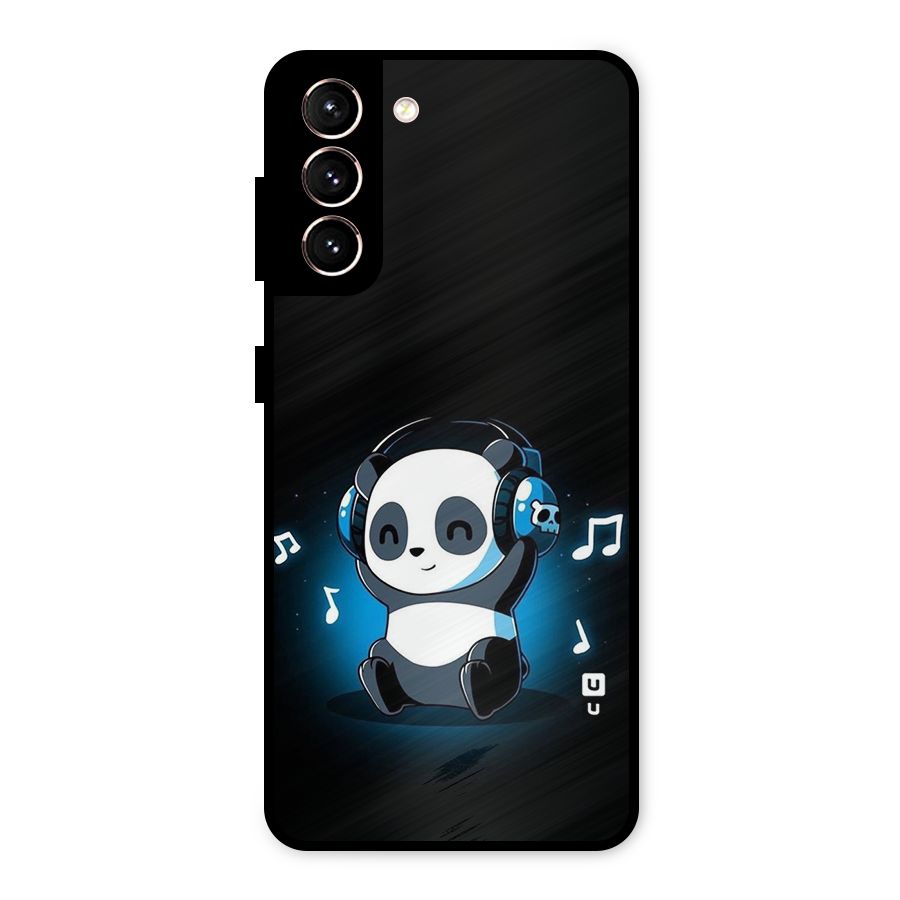 Adorable Panda Enjoying Music Metal Back Case for Galaxy S21 5G