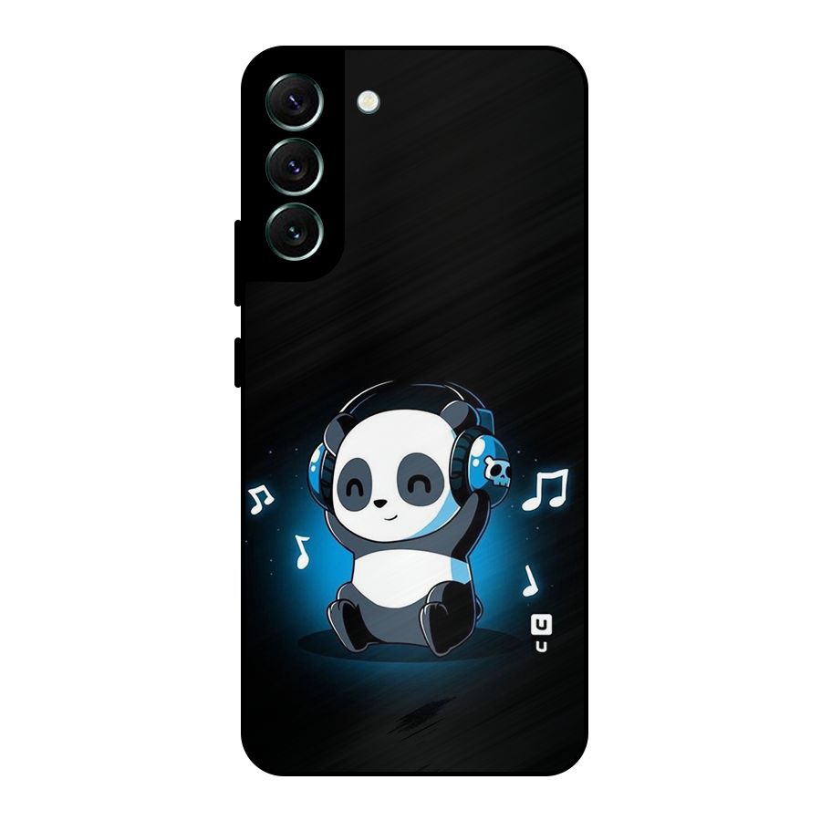 Adorable Panda Enjoying Music Metal Back Case for Galaxy S22 Plus 5G