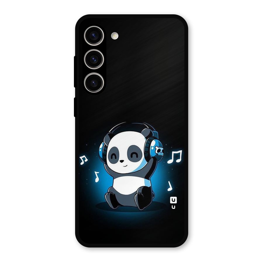 Adorable Panda Enjoying Music Metal Back Case for Galaxy S23 Plus
