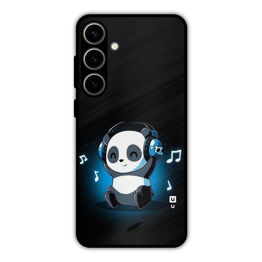 Adorable Panda Enjoying Music Metal Back Case for Galaxy S24 Plus