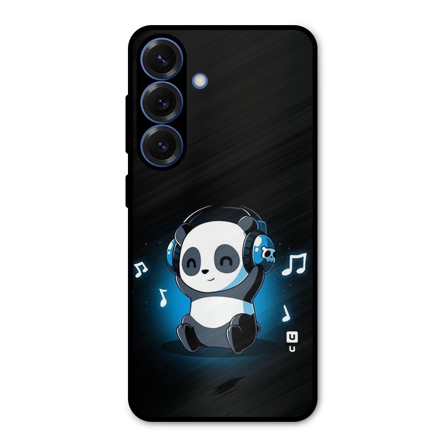 Adorable Panda Enjoying Music Metal Back Case for Galaxy S25