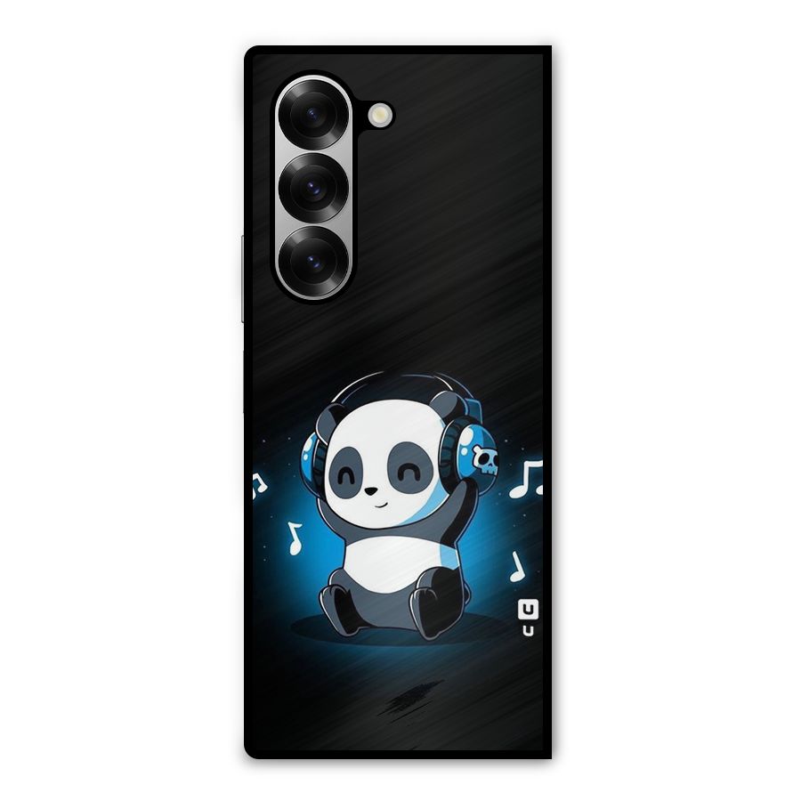 Adorable Panda Enjoying Music Metal Back Case for Galaxy Z Fold6