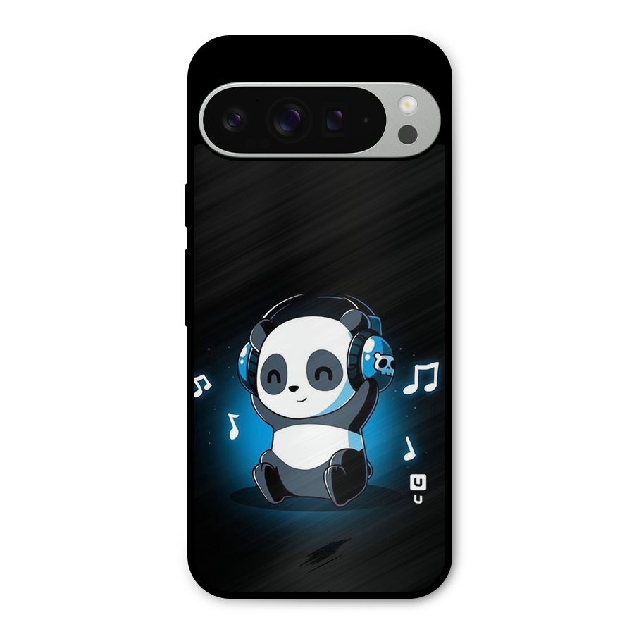 Adorable Panda Enjoying Music Metal Back Case for Google Pixel 9 Pro XL