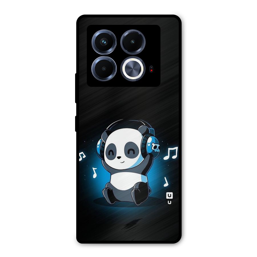 Adorable Panda Enjoying Music Metal Back Case for Infinix Note 40 5G