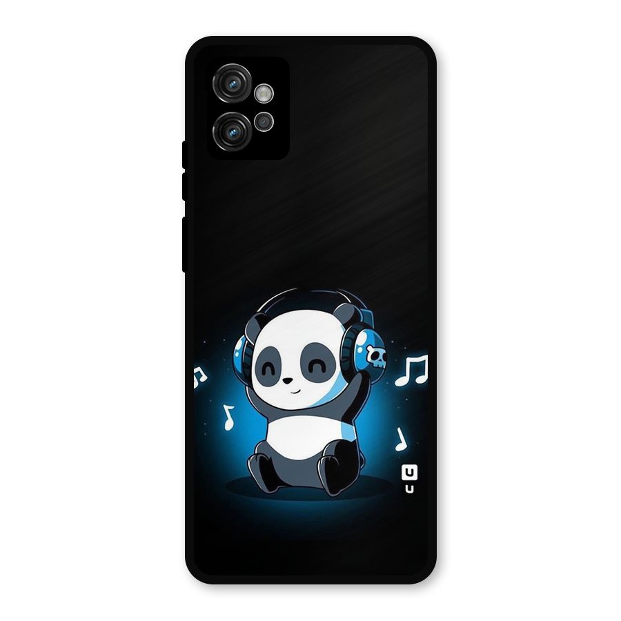 Adorable Panda Enjoying Music Metal Back Case for Moto G32