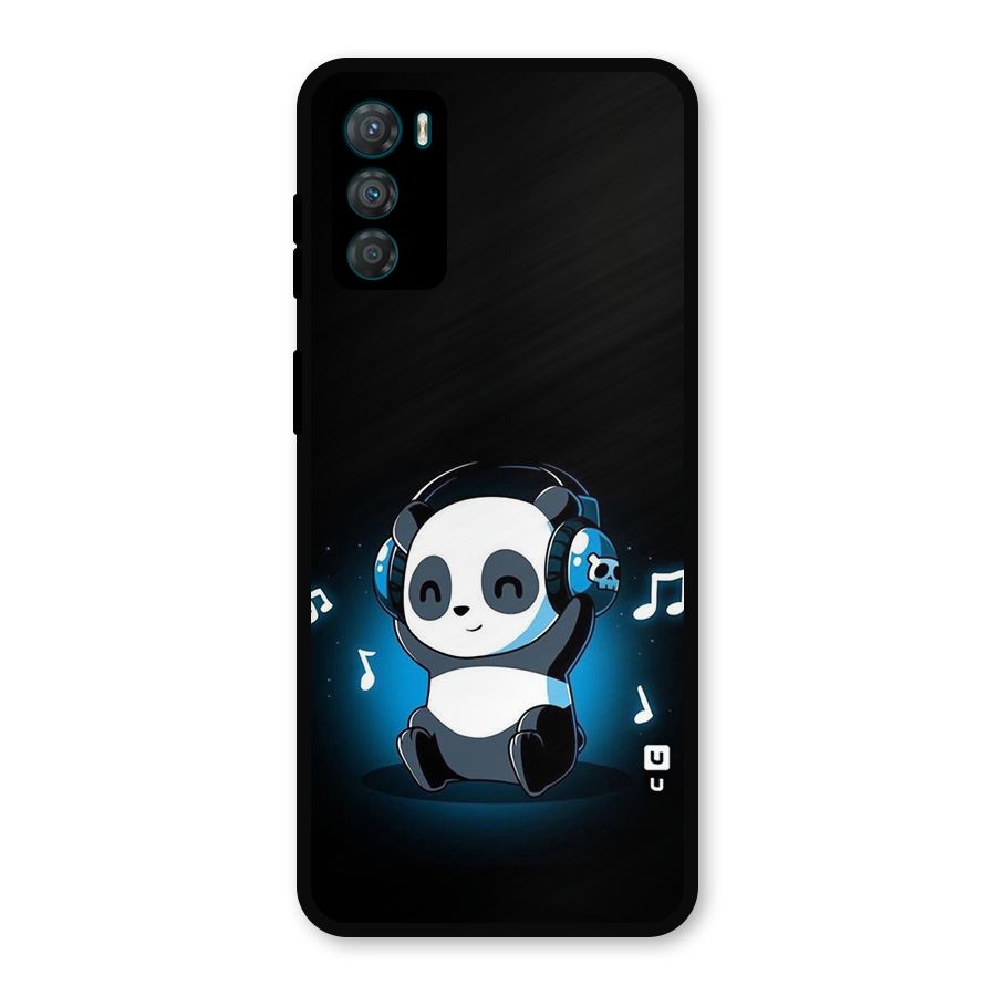 Adorable Panda Enjoying Music Metal Back Case for Moto G42