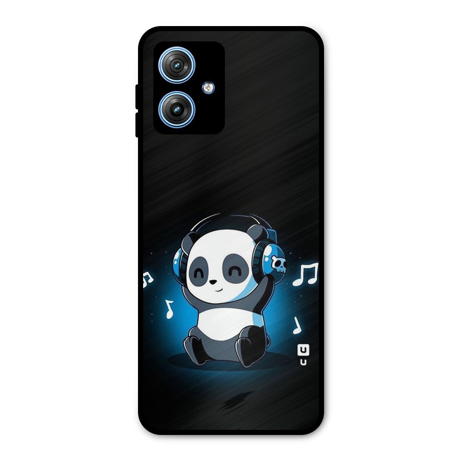 Adorable Panda Enjoying Music Metal Back Case for Moto G54