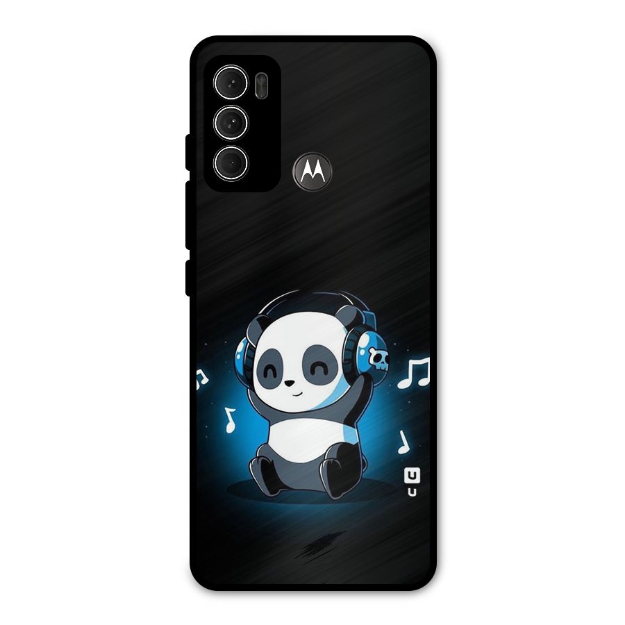 Adorable Panda Enjoying Music Metal Back Case for Moto G60