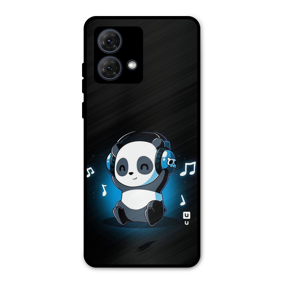 Adorable Panda Enjoying Music Metal Back Case for Moto G84