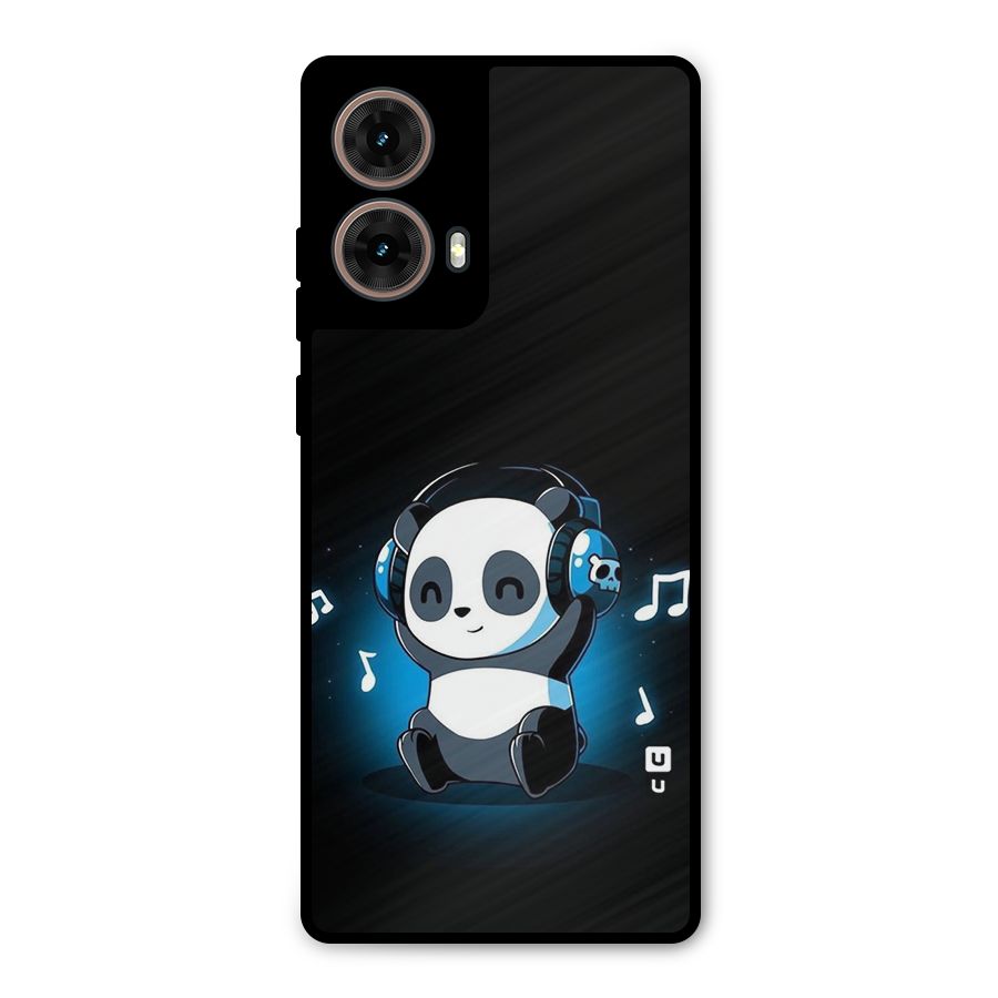 Adorable Panda Enjoying Music Metal Back Case for Moto G85