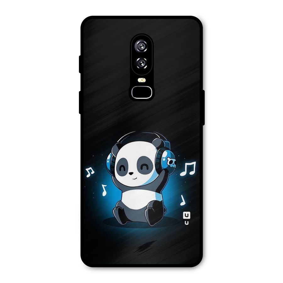 Adorable Panda Enjoying Music Metal Back Case for OnePlus 6