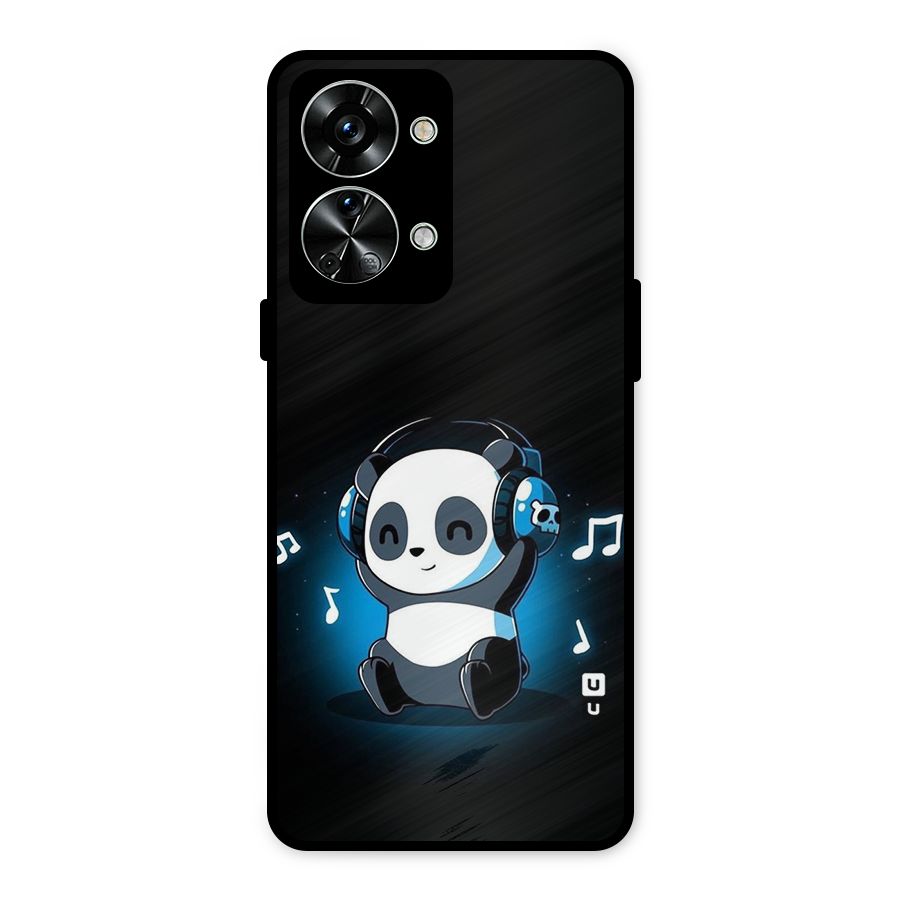 Adorable Panda Enjoying Music Metal Back Case for OnePlus Nord 2T