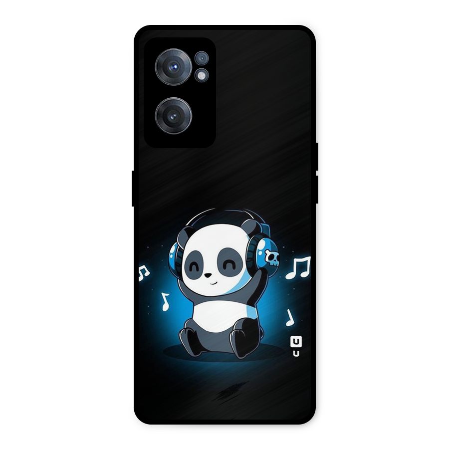 Adorable Panda Enjoying Music Metal Back Case for OnePlus Nord CE 2 5G