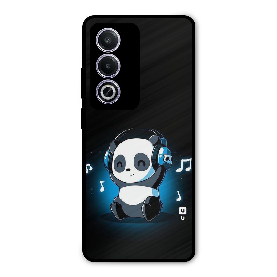 Adorable Panda Enjoying Music Metal Back Case for Oppo A3 Pro
