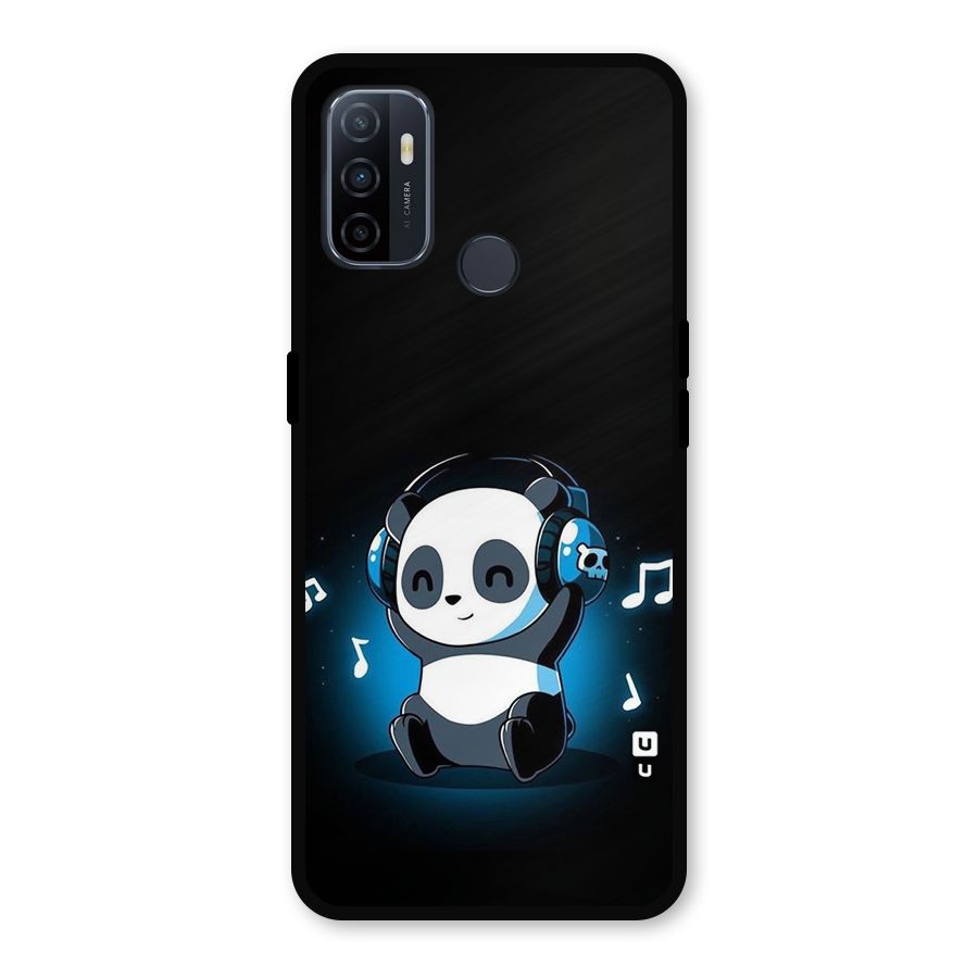 Adorable Panda Enjoying Music Metal Back Case for Oppo A53