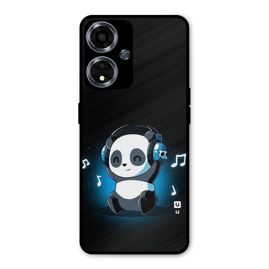 Adorable Panda Enjoying Music Metal Back Case for Oppo A59